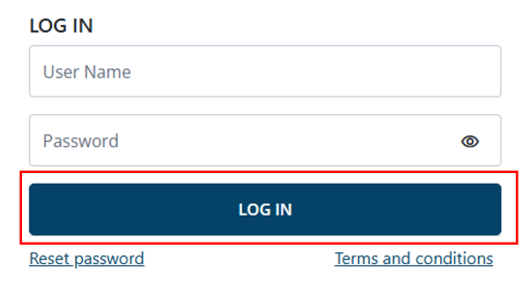 AUSTRAC Online log in page, with Log in button 