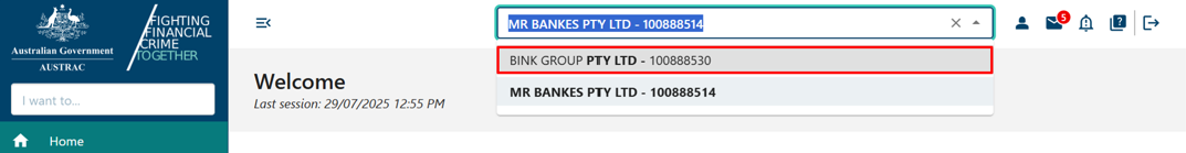 Selecting the first option in the drop down menu 