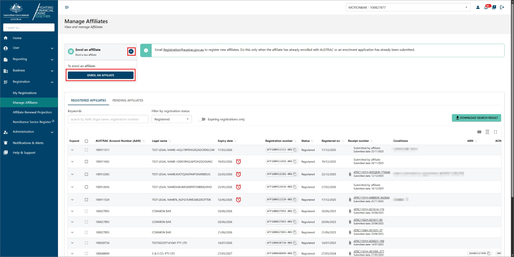 New forms:    Affiliate enrolment   Affiliate update enrolment   Affiliate registration renewal 