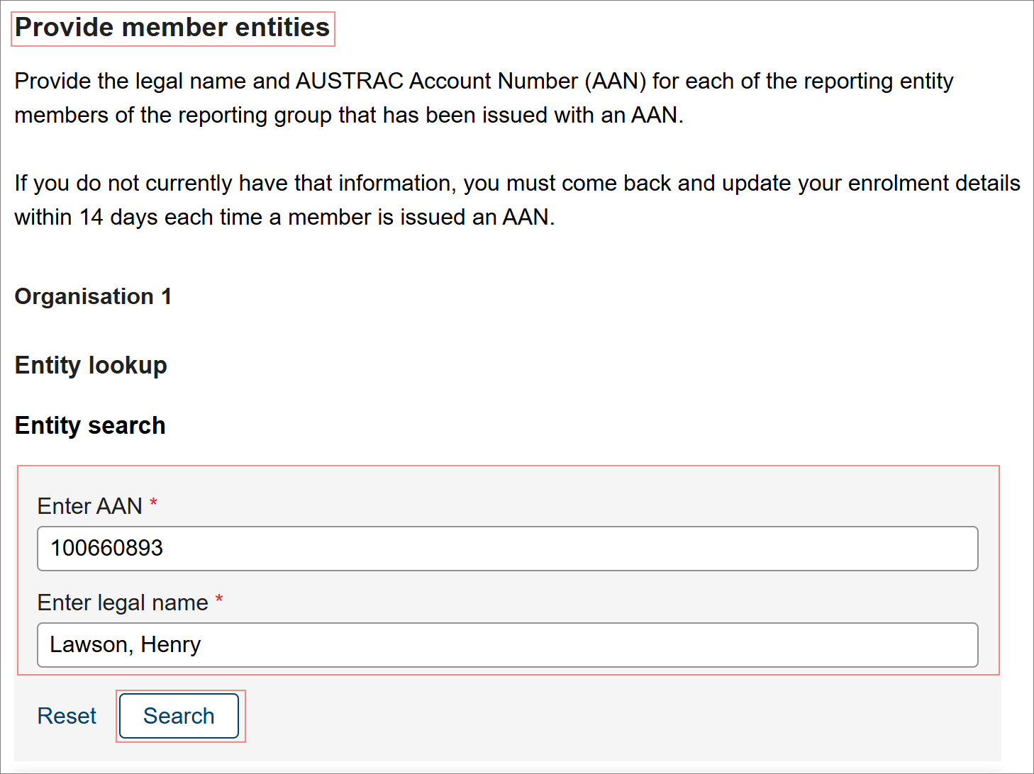 This screen asks you to provide member entities. 