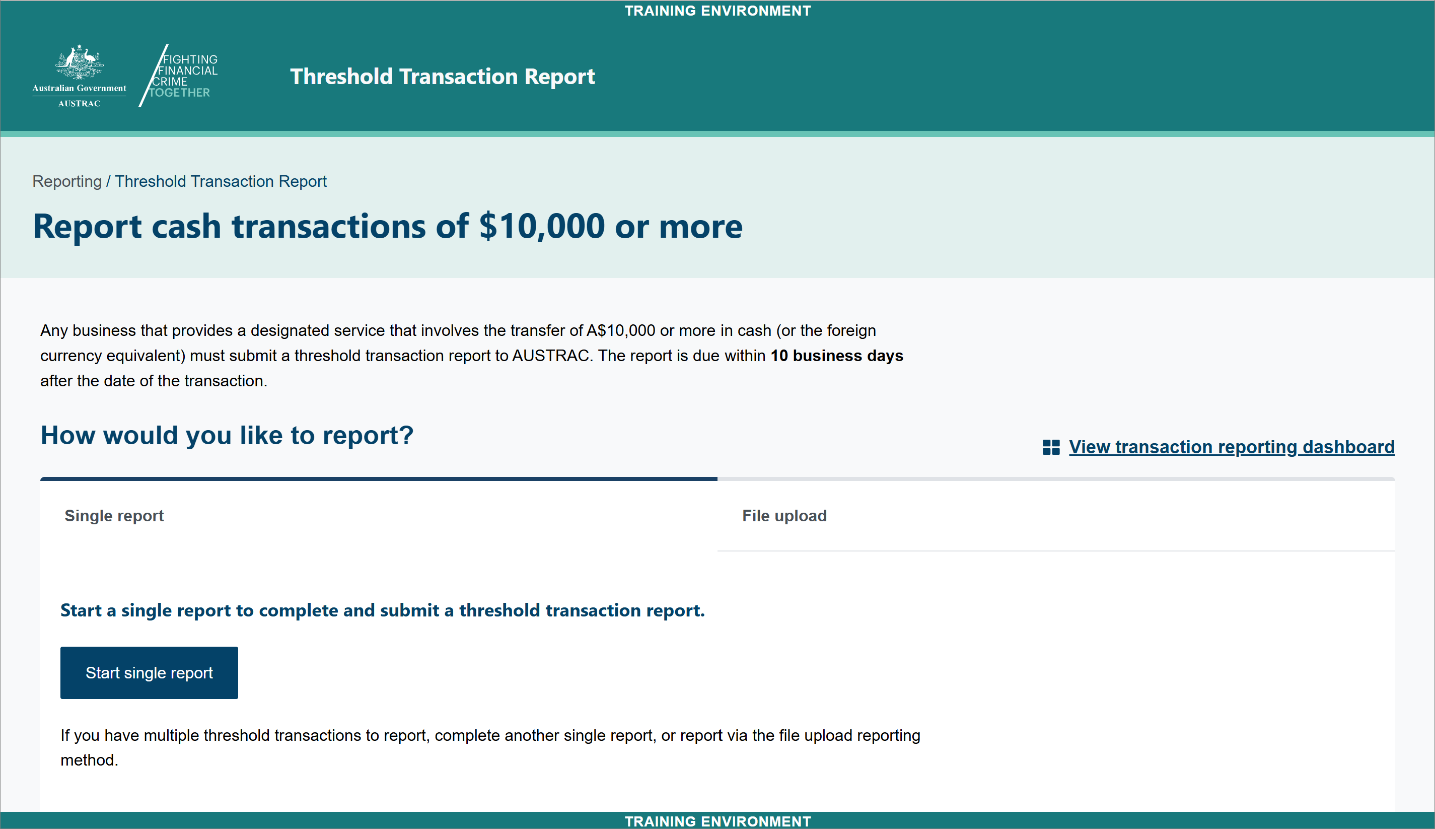 QRG: Submitting a threshold transaction report (TTR) | AUSTRAC