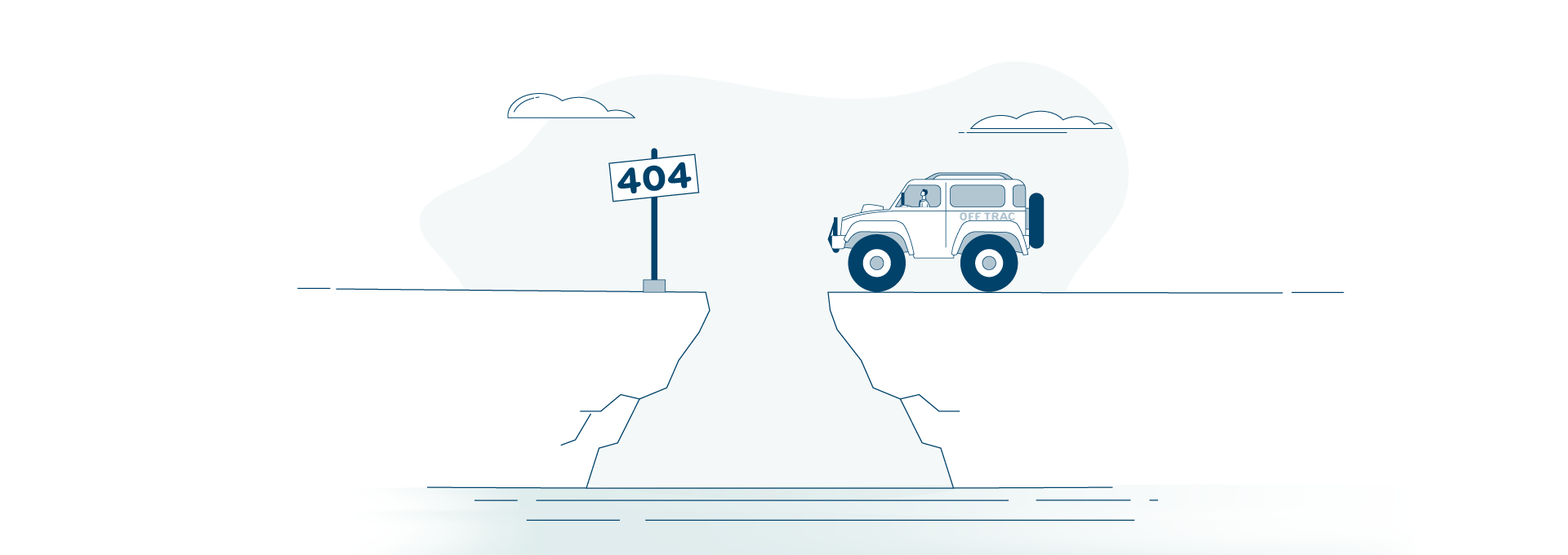 404 page not found image depicting a car lost in the outback